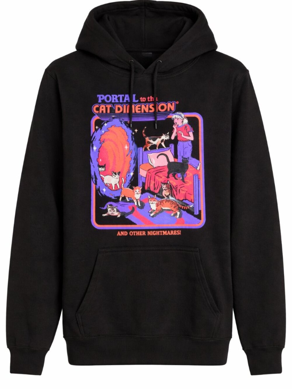 MODCLOTH The Purr-fect Portal Graphic Hoodie - Vintage-Inspired - Black - SMALL